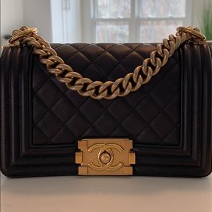 Chanel Calfskin Quilted small boy flap black